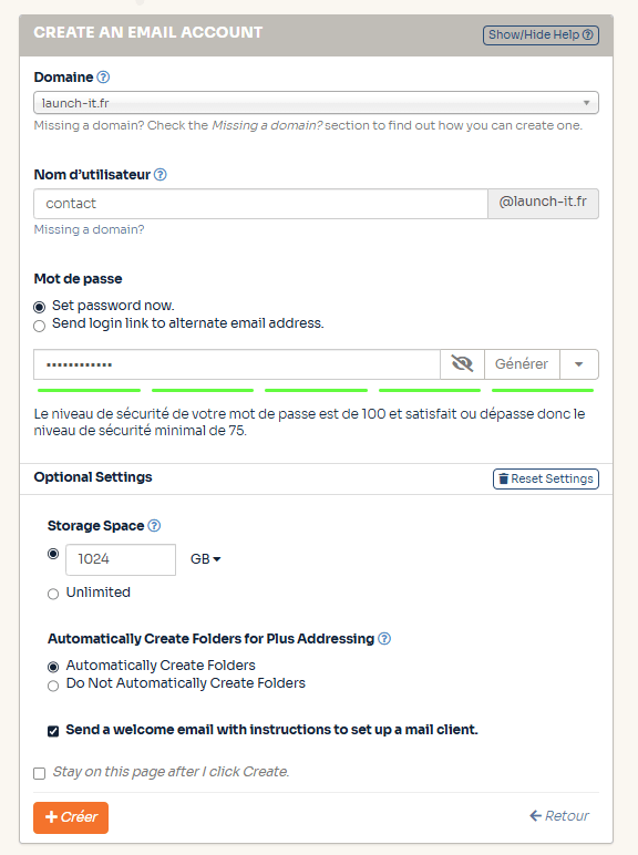 configuration avancée email cPanel